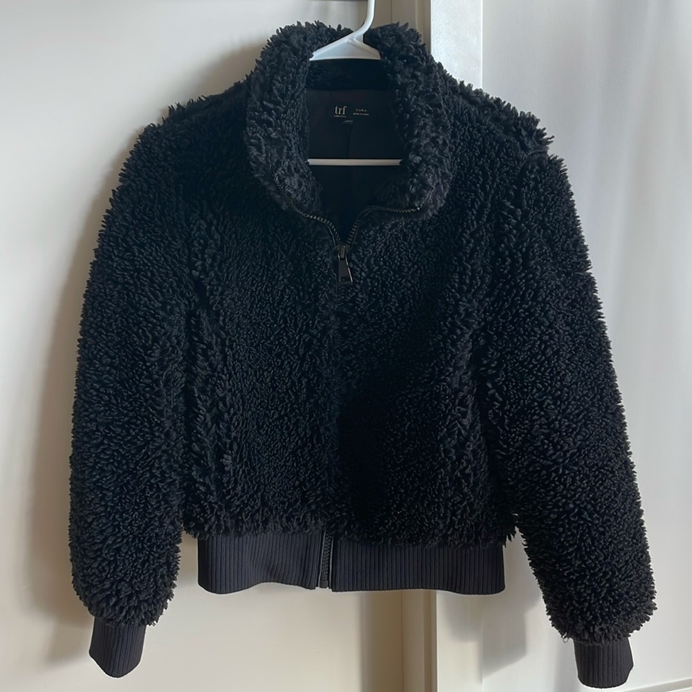 Black sherpa bomber jacket